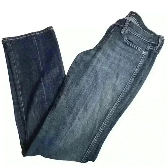 7 For All Mankind Women's Bootcut Jeans Size 28 Dark Blue Stretch Denim - Picture 14 of 16